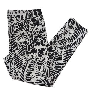 Talbots Grid Pattern Textured Ankle Cropped Pants 8 Black White